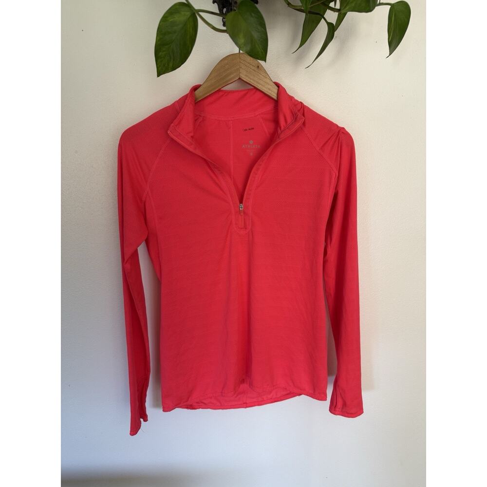 Athleta Neon Pink/Coral‎ Jacket Woman’s Size Small Quarter Zip Up